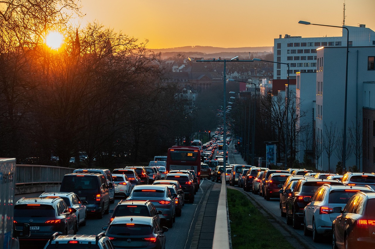 Traffic gridlock on a city road